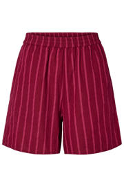 thumbnail: Rood en roze dames PIECES regular waist gestreepte casual short van katoen met loose fit en elastische tailleband