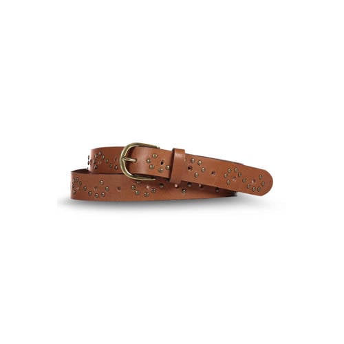 Expresso leren riem met studs donker oranje afbeelding