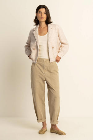 high waist casual broek beige