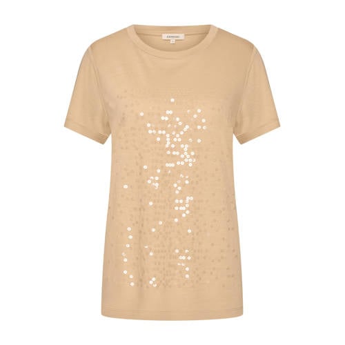Expresso glitter top beige met pailletten afbeelding