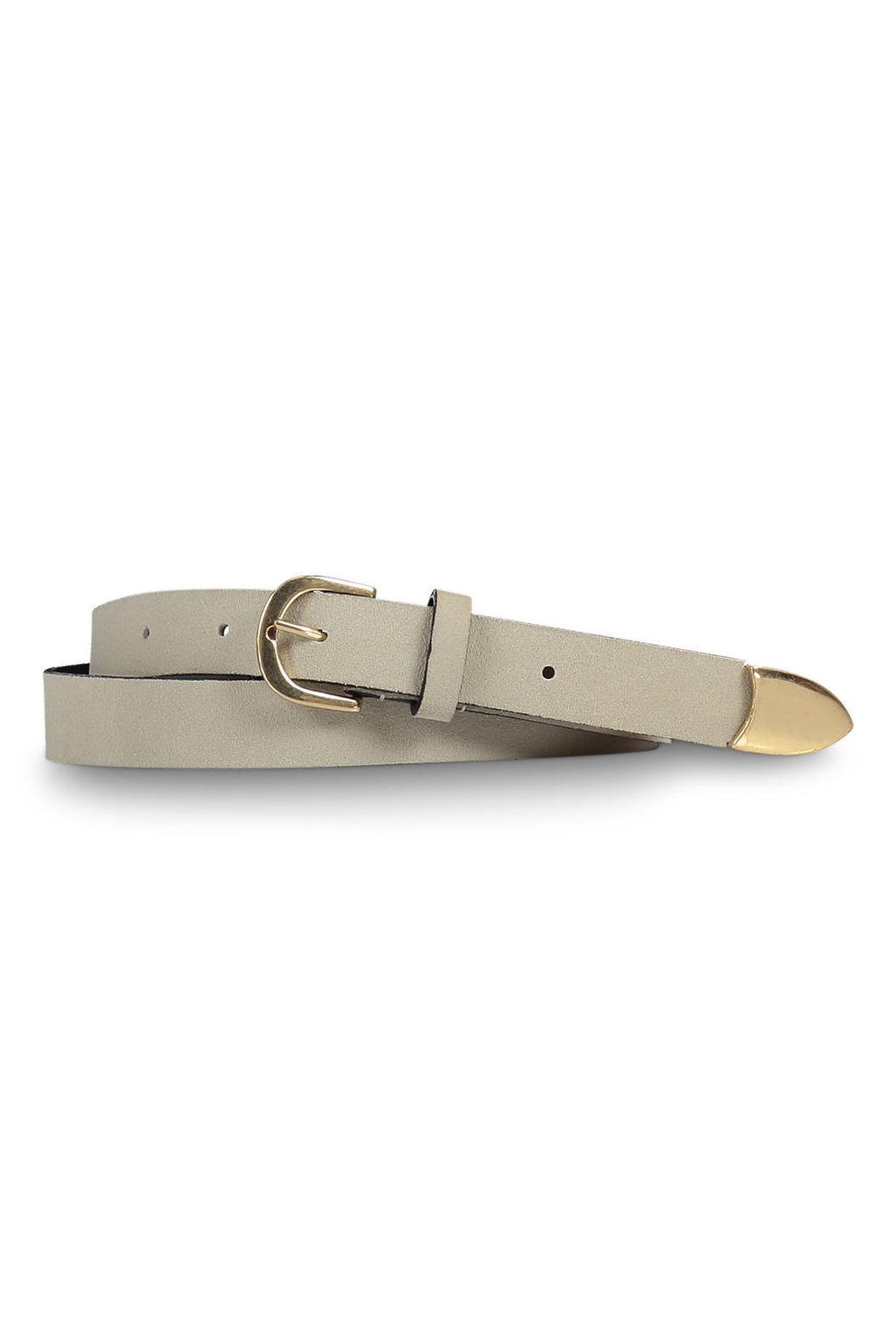 Expresso suede riem beige