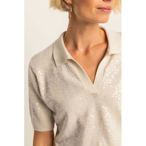 Expresso pullover crème met pailletten afbeelding