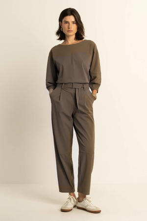 straight high waist broek bruin