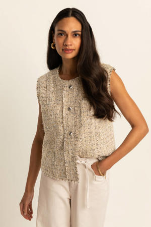 tweed gilet crème