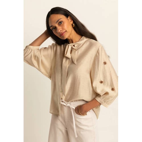 Expresso blouse beige met pailletten afbeelding