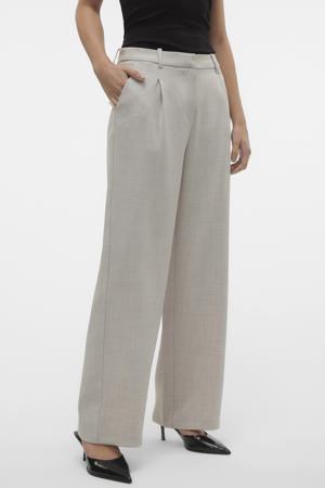 wide leg regular waist casual broek taupe