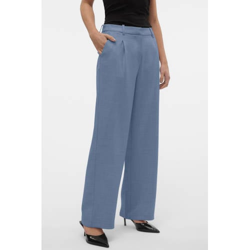 VERO MODA wide leg regular waist casual broek blauw afbeelding