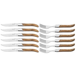 Steakbestek Laguiole – Steakmessen & Steakvorken (Olijfhout)