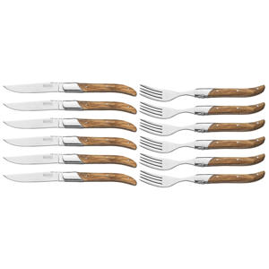 Steakbestek Laguiole – Steakmessen & Steakvorken (Olijfhout)