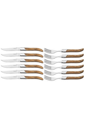 Steakbestek Laguiole – Steakmessen & Steakvorken (Olijfhout)