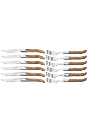 Steakbestek Laguiole – Steakmessen & Steakvorken (Olijfhout)