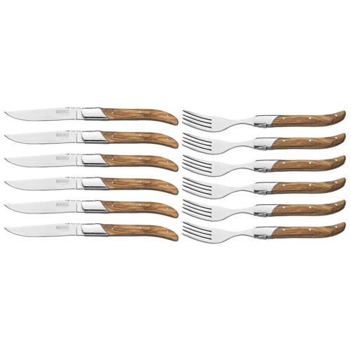 Blackwell Steakbestek Laguiole – Steakmessen & Steakvorken (Olijfhout) afbeelding