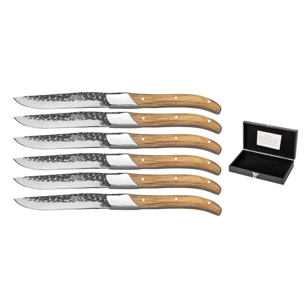 Blackwell Steakmessen Laguiole - Raw Black Lemmet - Olijfhout - 6 Stuks