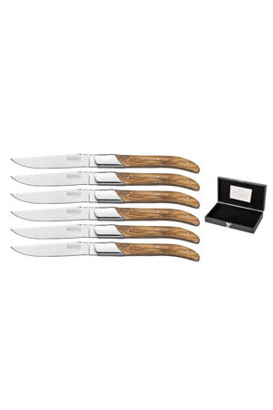 Steakmessen Laguiole - Olijfhout - 6 Stuks