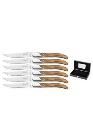 Steakmessen Laguiole - Olijfhout - 6 Stuks