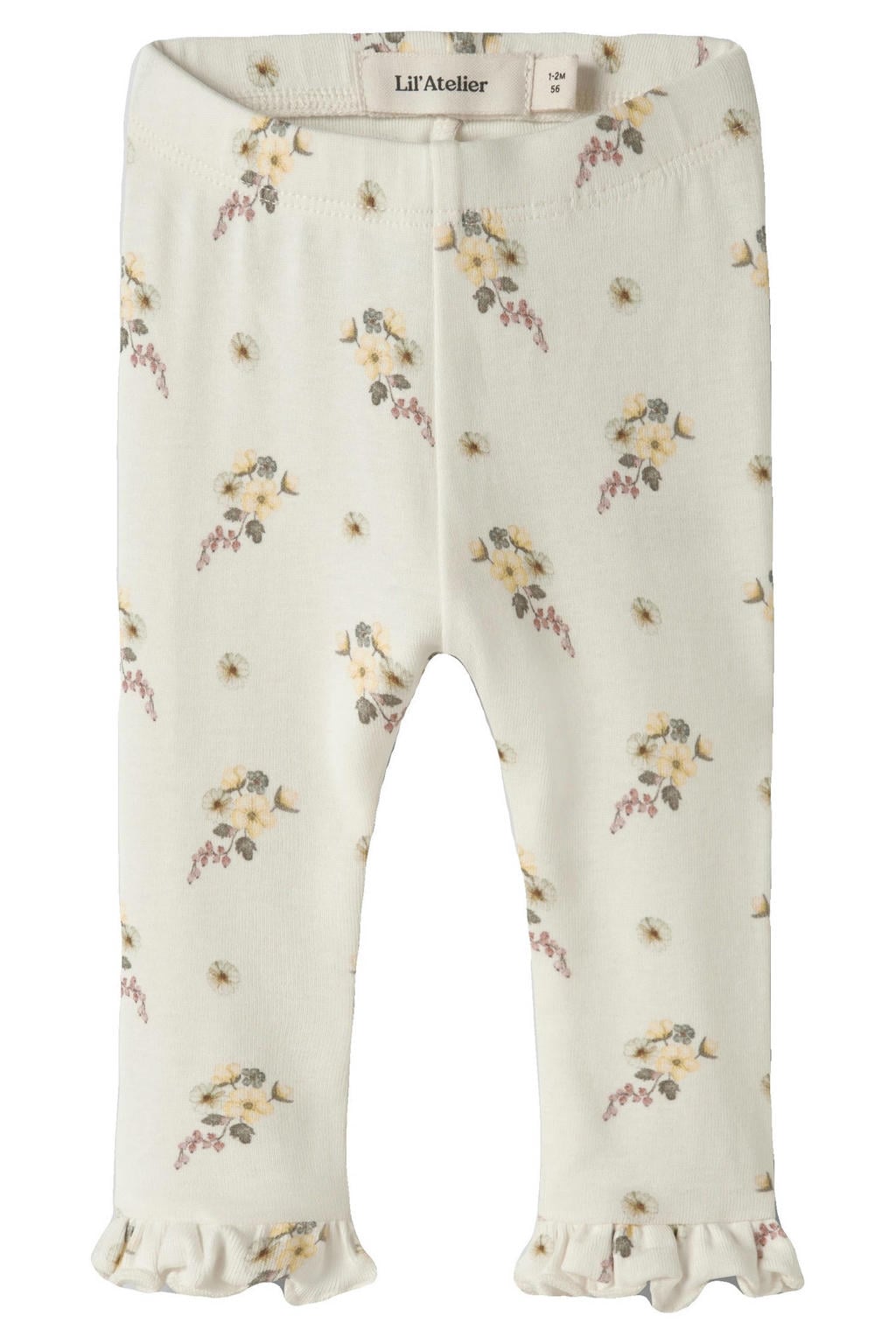 Ecru meisjes LIL' ATELIER BABY slim legging van stretchkatoen met elastische tailleband