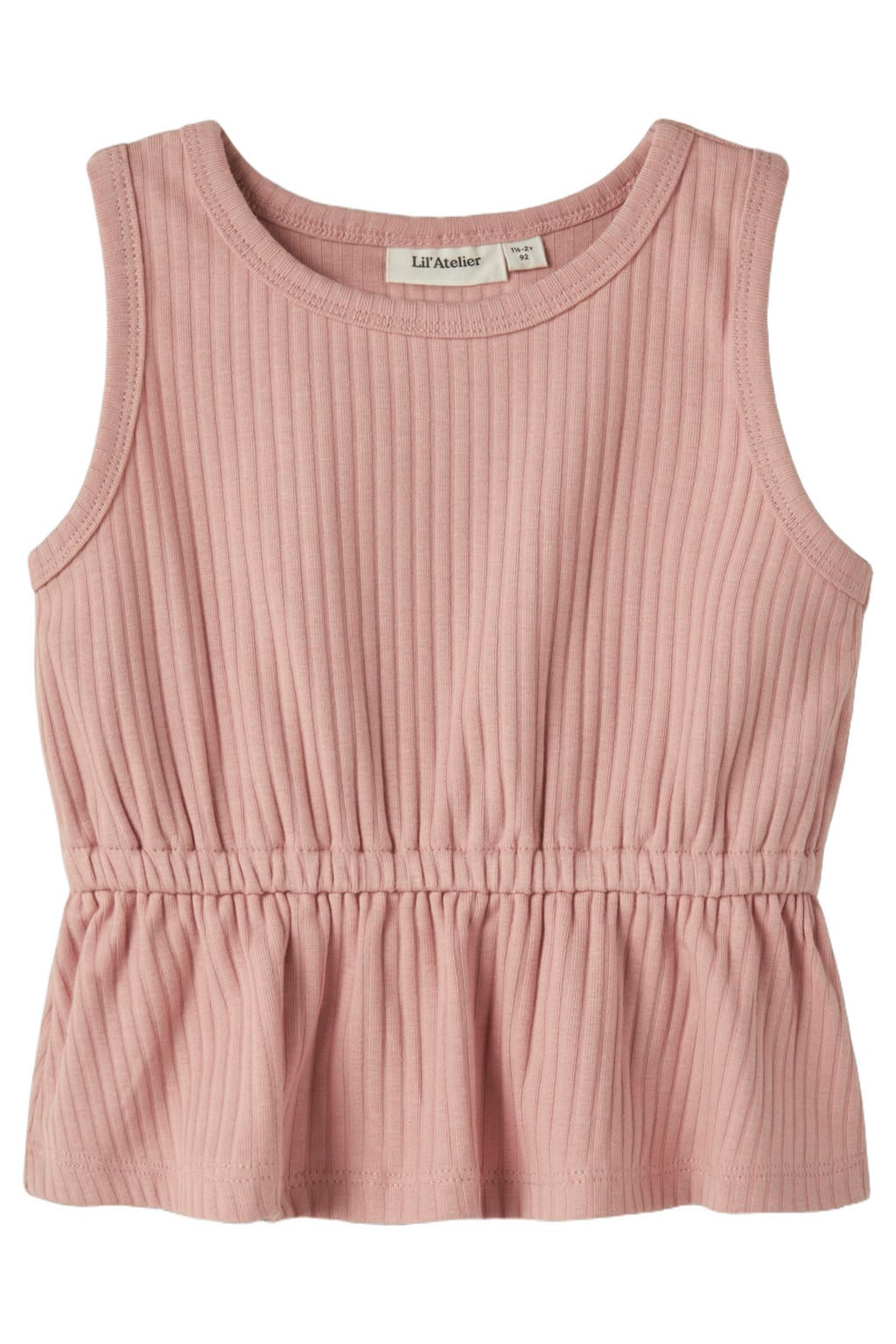 Roze meisjes LIL' ATELIER MINI mouwloze top gebreid met effen en ronde hals