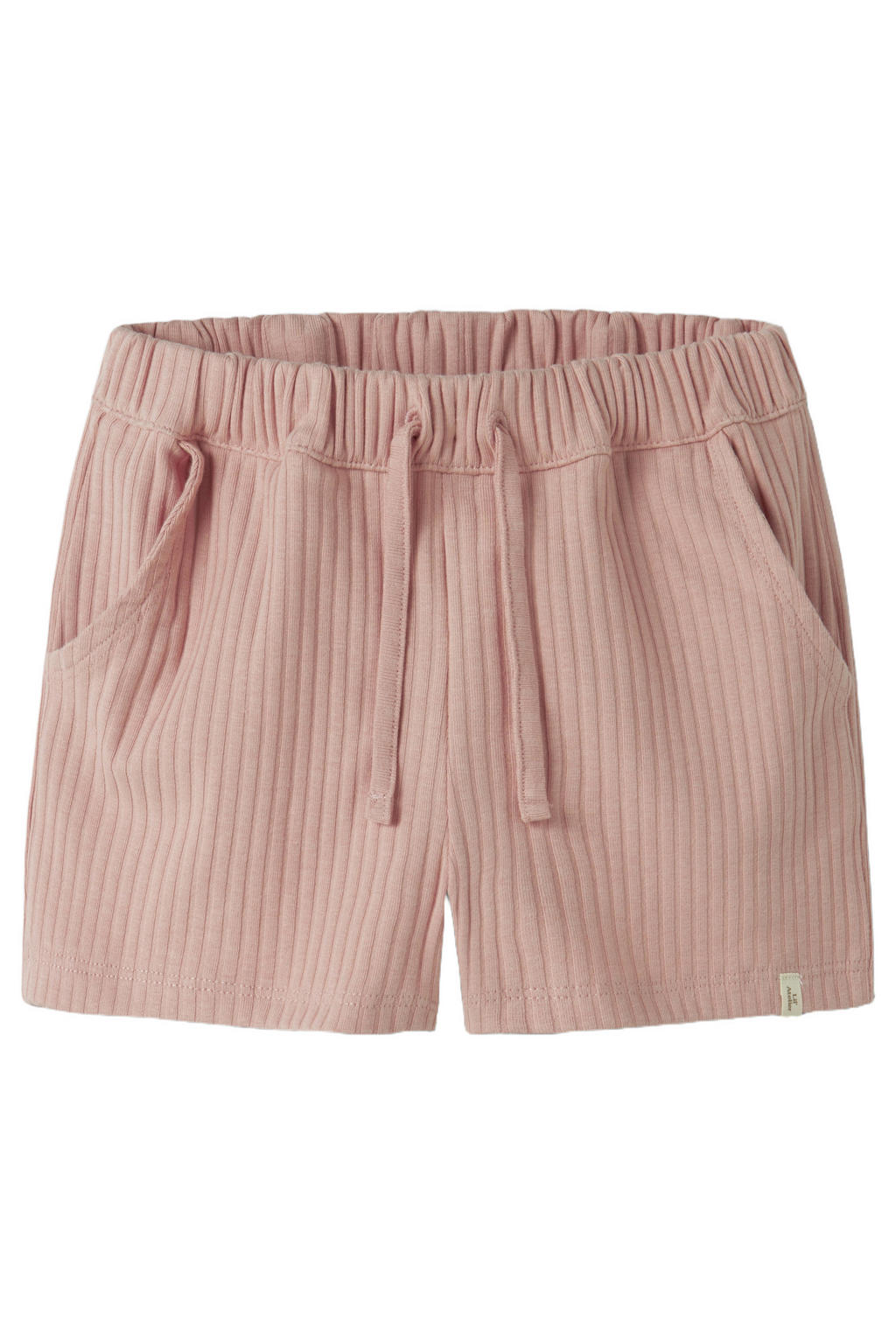 Roze meisjes LIL' ATELIER MINI regular sweatshort gebreid van corduroy met elastische tailleband met koord en effen