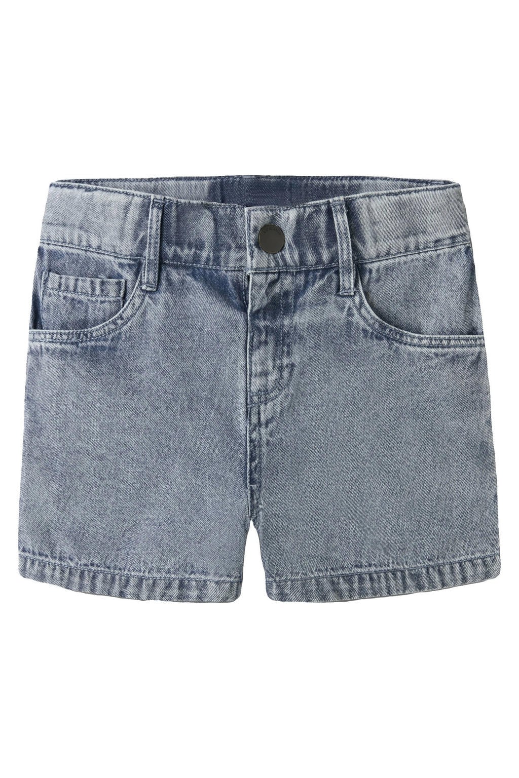 Medium blue denim jongens LIL' ATELIER MINI short van denim met knoopsluiting en effen
