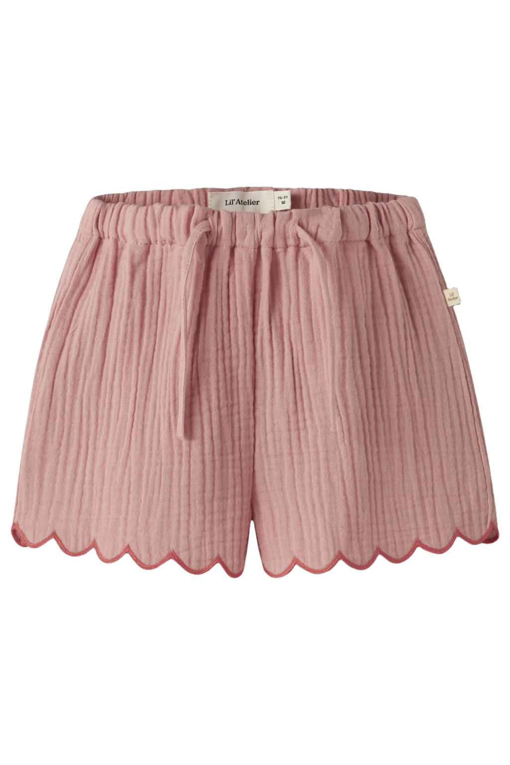 Roze meisjes LIL' ATELIER MINI regular casual short van katoen met elastische tailleband met koord en effen