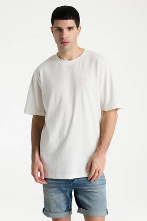 regular T-shirt met linnen ecru