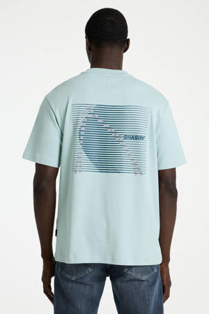 oversized T-shirt met backprint lichtblauw