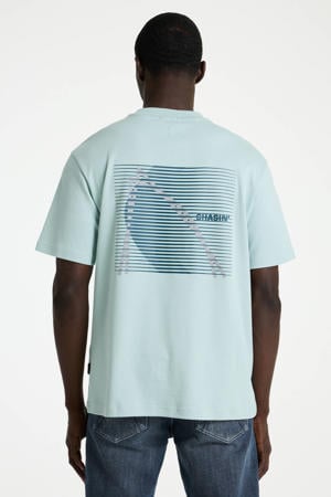oversized T-shirt met backprint lichtblauw