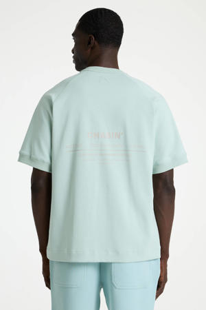 relaxed T-shirt met backprint turquoise