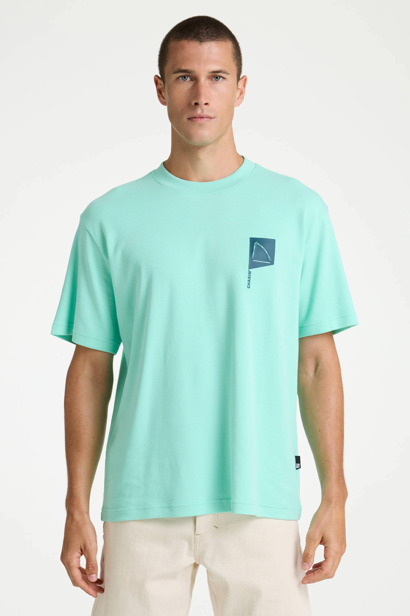 nacchan717 CHASIN' relaxed T-shirt met backprint cyaan | wehkamp