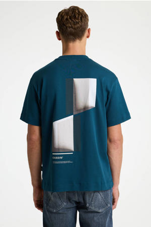 oversized T-shirt met backprint petrol