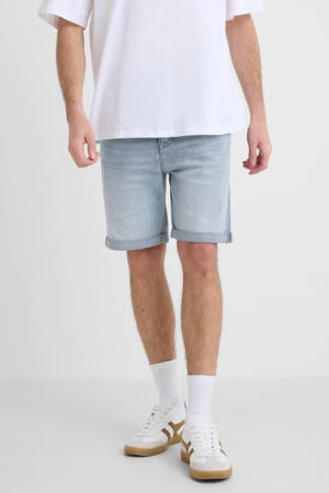slim denim short bleached denim