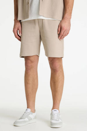 Slate.S Structure regular casual short beige met textuur