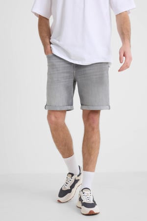 slim short grey denim