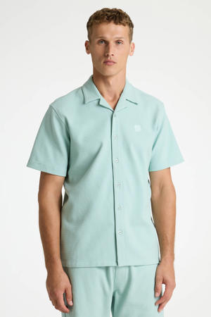regular casual overhemd met textuur blauw