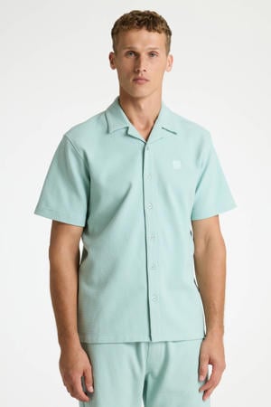 regular casual overhemd met textuur blauw