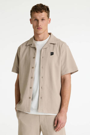 regular casual overhemd met textuur beige