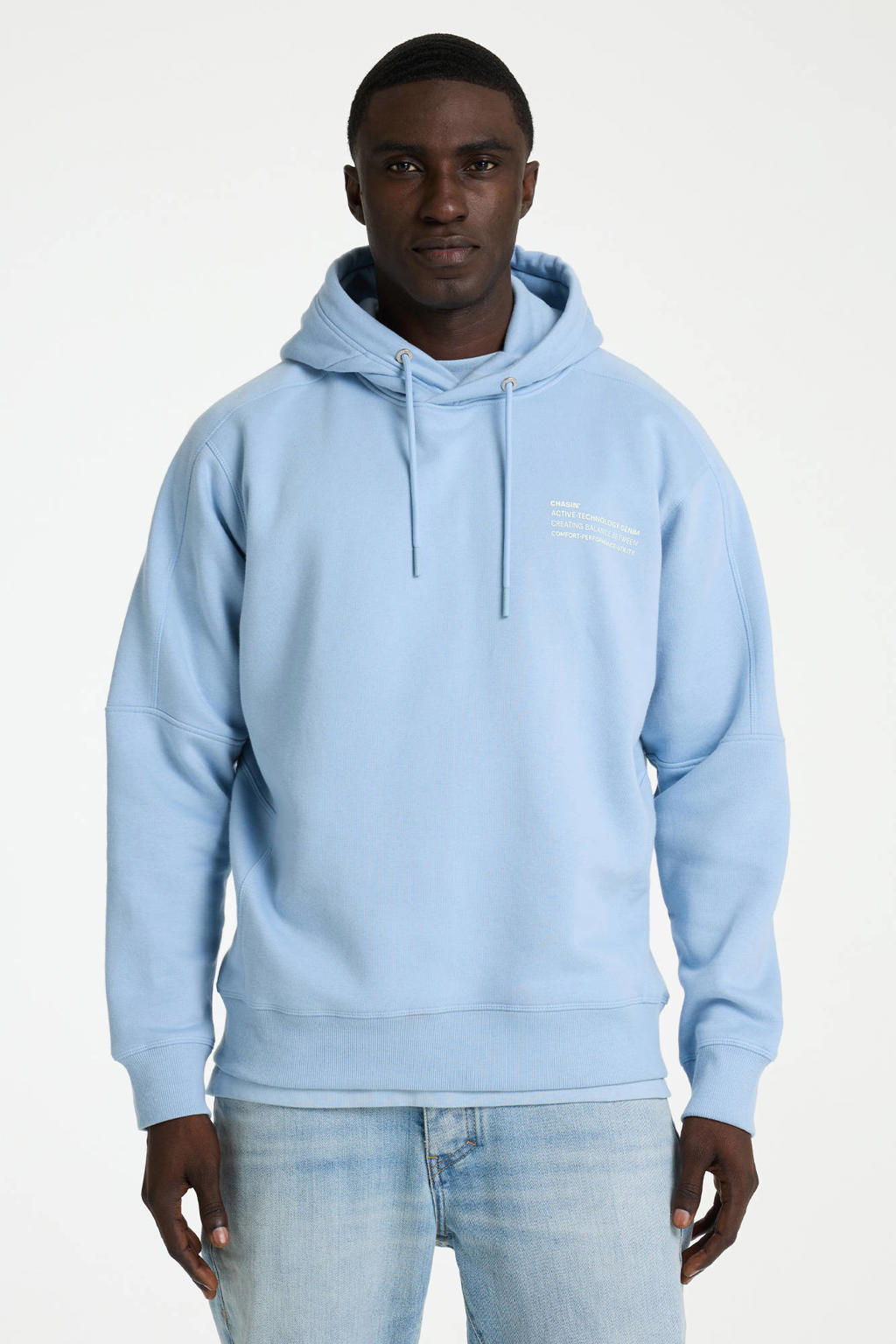 CHASIN' hoodie met backprint lichtblauw