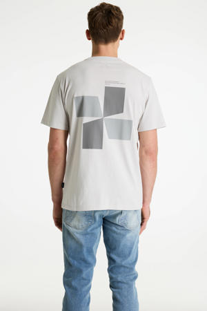 regular T-shirt met backprint lichtgrijs