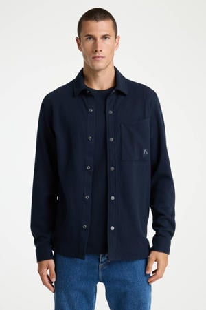overshirt met textuur donkerblauw