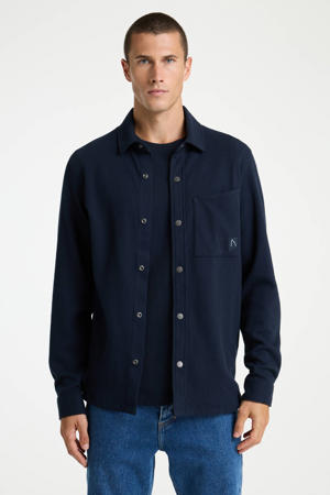 overshirt met textuur donkerblauw