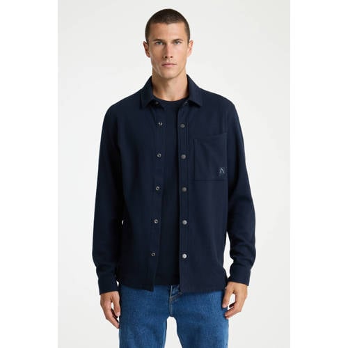 CHASIN' overshirt met textuur donkerblauw afbeelding