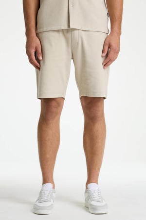 Stone.S Structure regular casual short beige met textuur