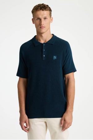 regular polo donkerblauw gebreid