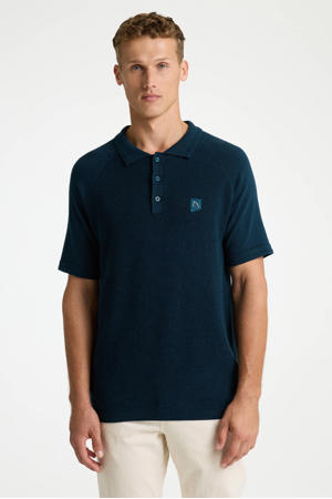 regular polo donkerblauw gebreid