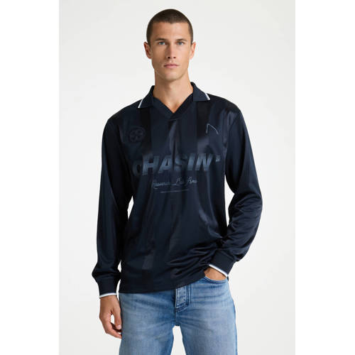 CHASIN' gestreepte longsleeve donkerblauw afbeelding