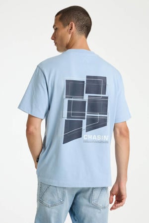 oversized T-shirt met backprint lichtblauw