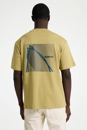 oversized T-shirt met backprint geel
