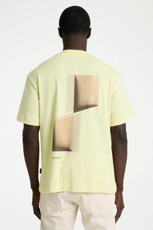 oversized T-shirt met backprint lichtgeel