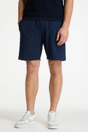 Slate.S Structure regular casual short donkerblauw met textuur