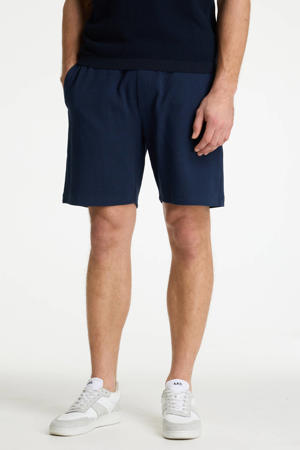 Slate.S Structure regular casual short donkerblauw met textuur